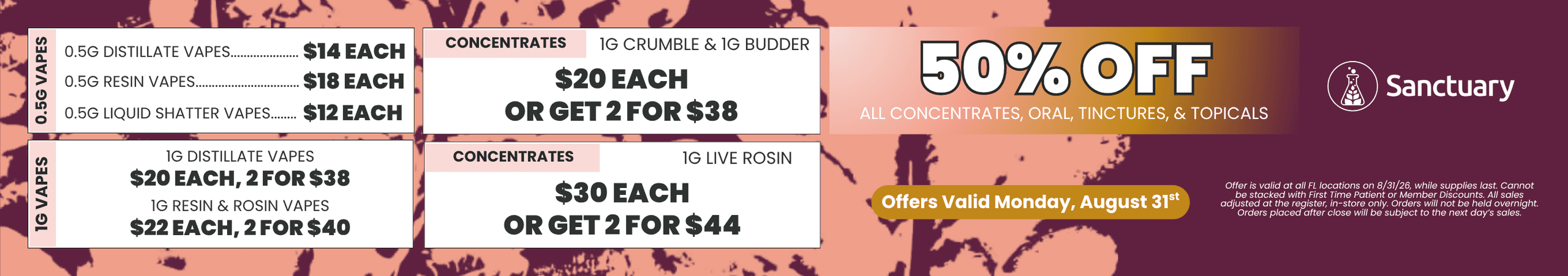 50% Off Concentrates & Vapes Deals - Cannabis deal image