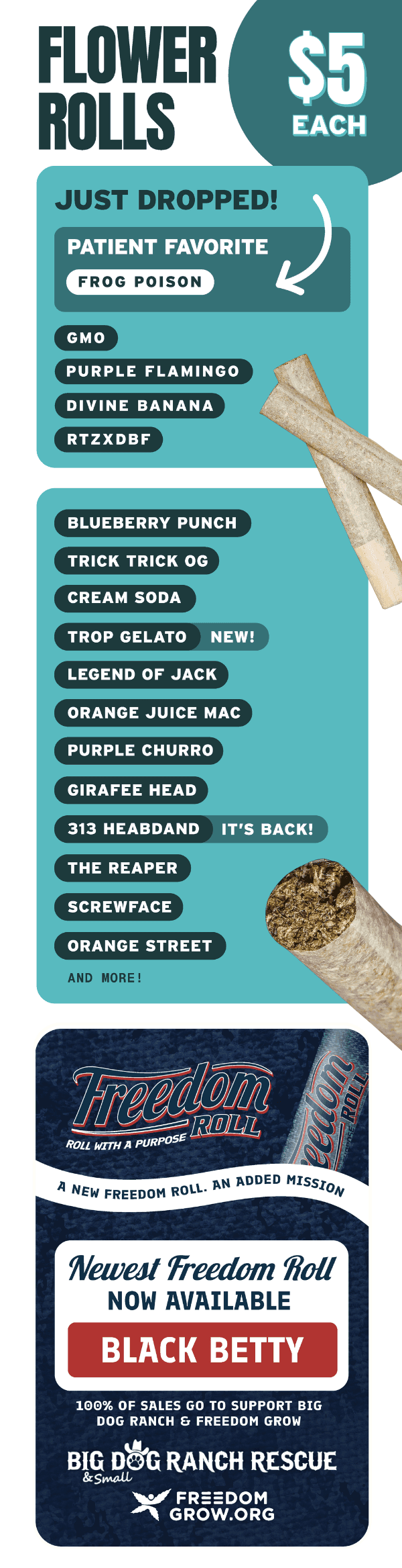 $5 Flower Rolls & New Strains - Cannabis deal image