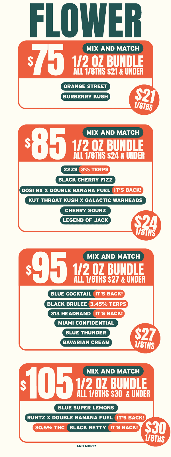 $75–$105 Mix & Match Flower Bundles - Cannabis deal image