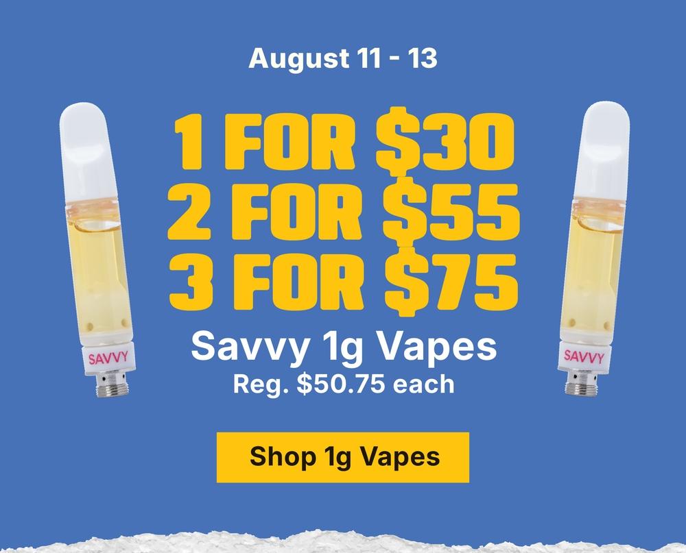 Savvy 1g Vapes: Deals on Multiples - Cannabis deal image