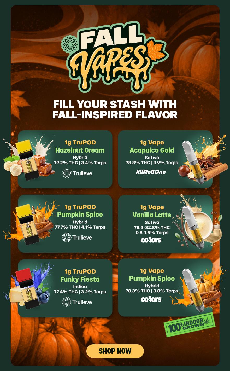 Fall Vapes Seasonal 1g Vape Lineup - Cannabis deal image