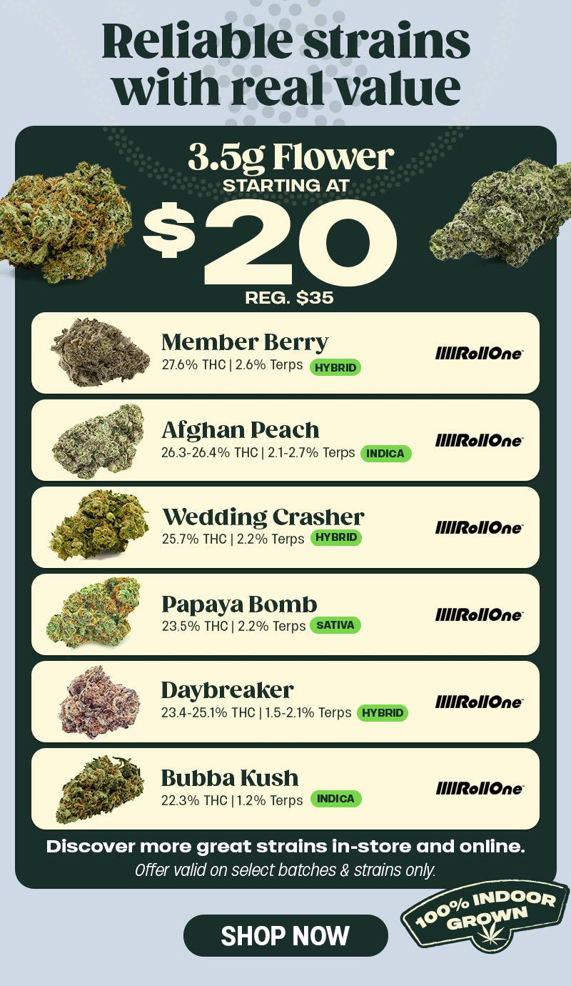 3.5g Flower Starting at $20 - Cannabis deal image