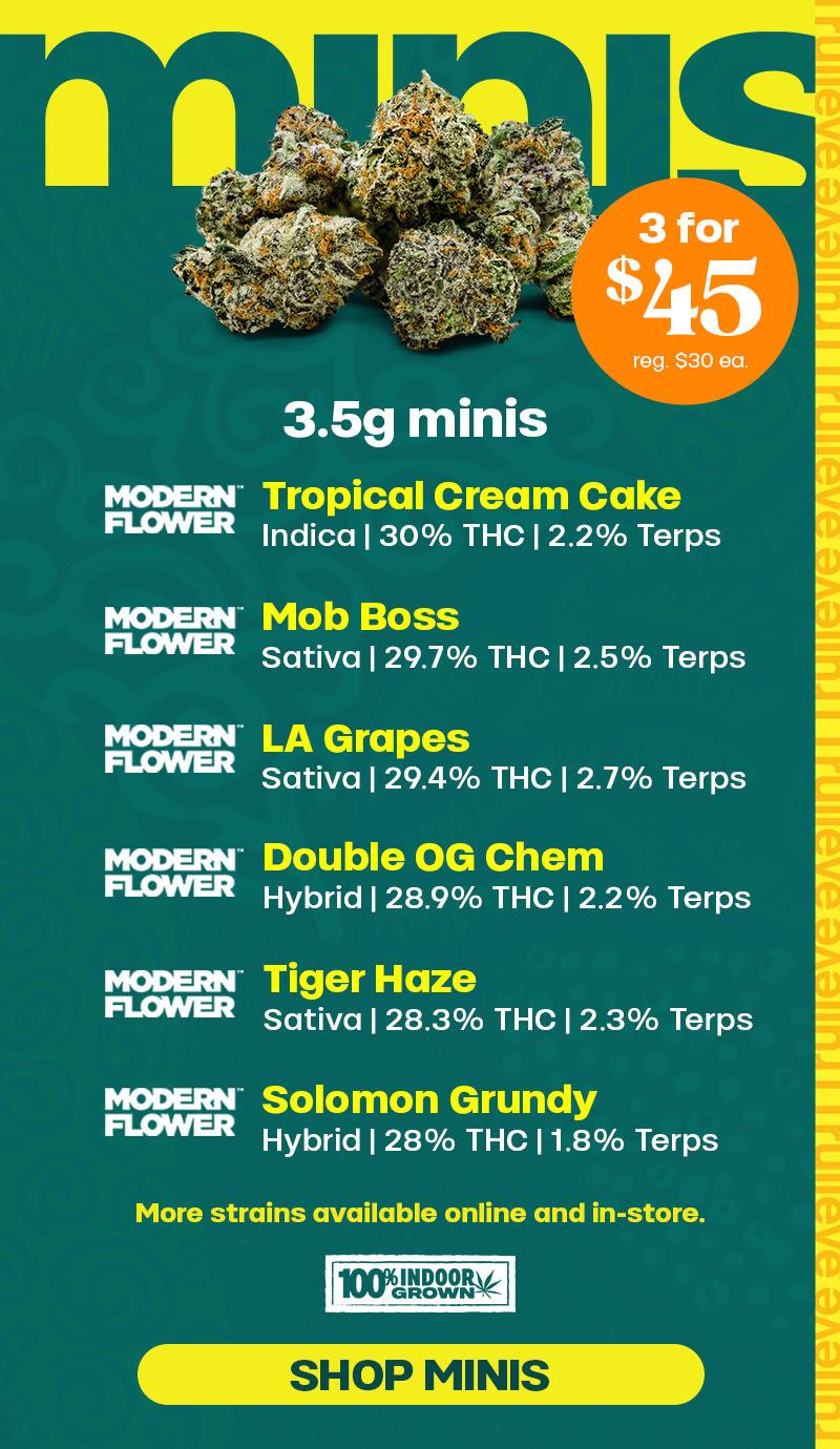 3.5g Minis 3 for $45 Special - Cannabis deal image