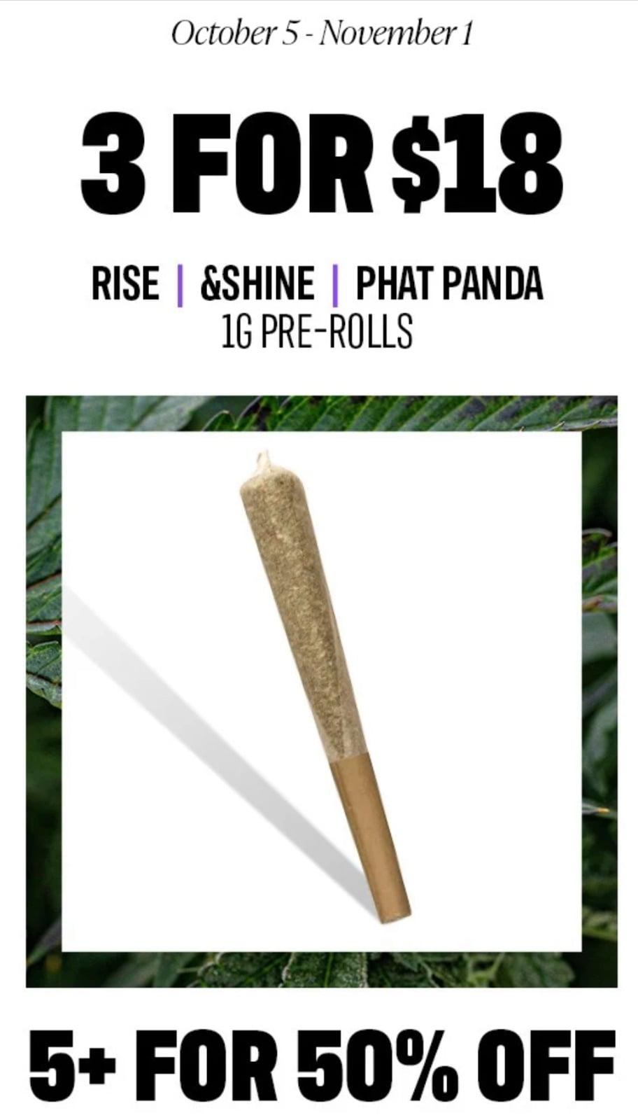 3 for $18 Pre-Rolls & 50% Off Bulk - Cannabis deal image