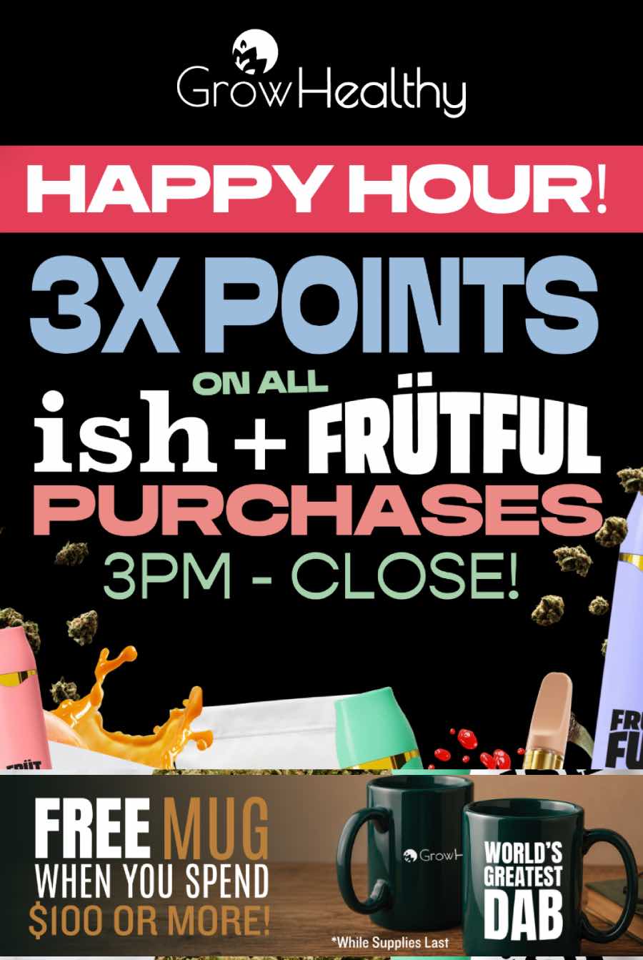 Happy Hour 3X Points & Free Mug Offer - Cannabis deal image